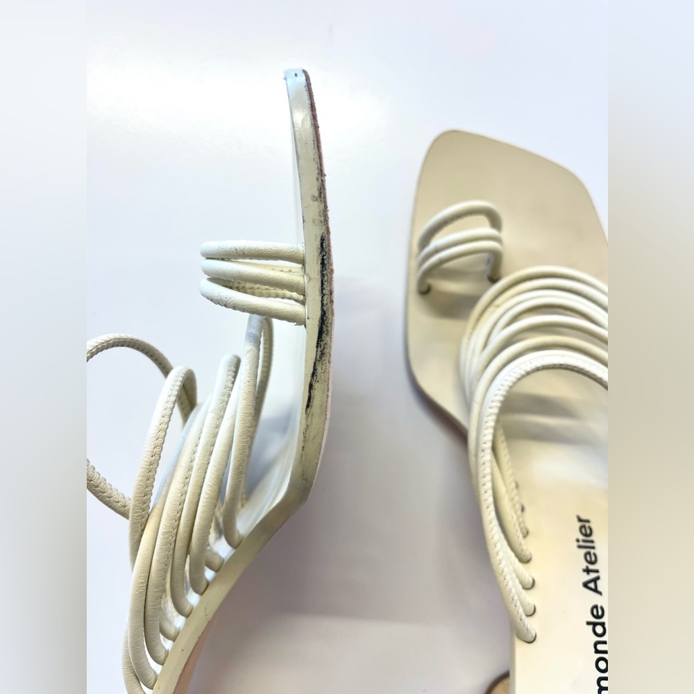 Revolve A’mmonde Atelier Ivory Alessandra Block Heel Sandal‎ Women’s size 8 - Picture 9 of 13